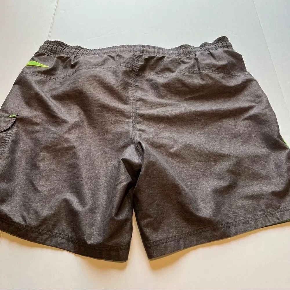 Speedo Men's Swim Trunks Mesh Lining Gray/Lime Green Size Large - Picture 6 of 8
